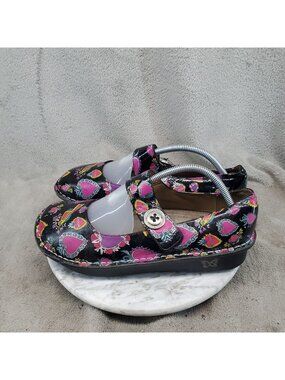 Alegria Shoes Womens Size EU 42 US 11.5 Paloma Black Pink Leather Mary Jane